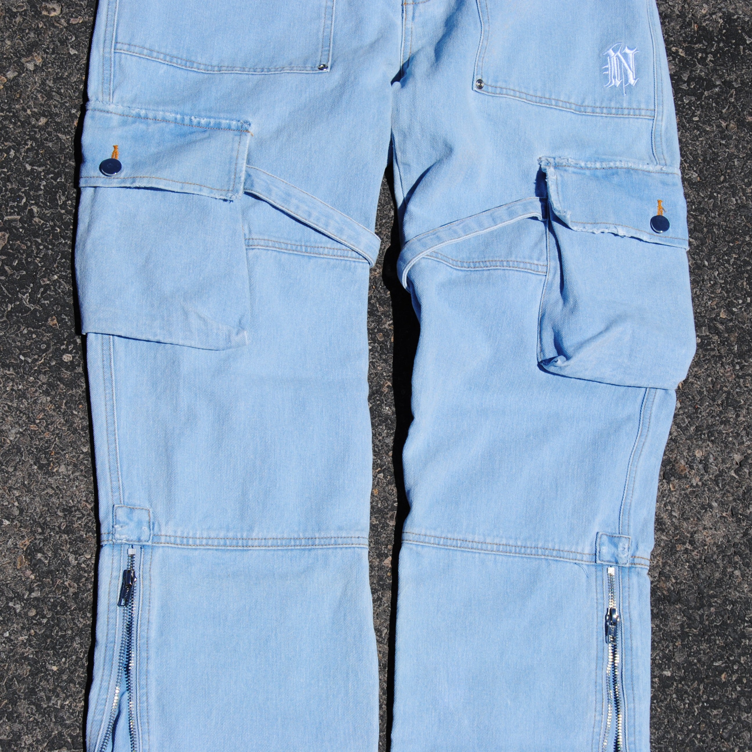 Light Wash Denim Natural Cargos